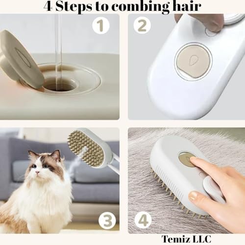 4-in-1 Pet Grooming Brush with Water Spray for Dogs & Cats, Silicone - Image 5