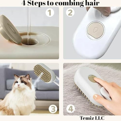 4-in-1 Pet Grooming Brush with Water Spray for Dogs & Cats, Silicone - Image 5