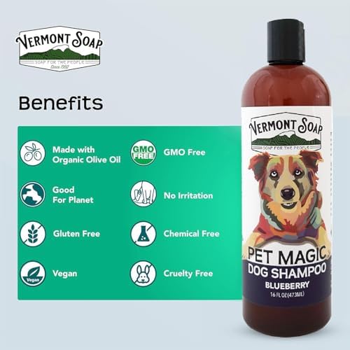 VERMONT SOAP Organic Pet Shampoo, Blueberry Natural Dog Shampoo, 16 oz - Image 2