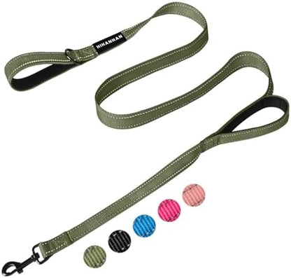 Reflective Dog Leash with Double Handle, Dog Leash 6 FT Long, Supports Medium, and Large Dogs, Heavy Duty for Walking, Running, and Training, Green by Unknown