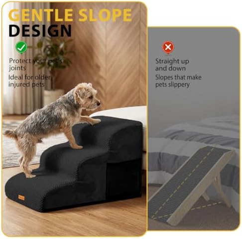 Dog Stairs for Small Dogs, 3-Step Non-Slip Foam Pet Steps for Couch Bed - Image 4