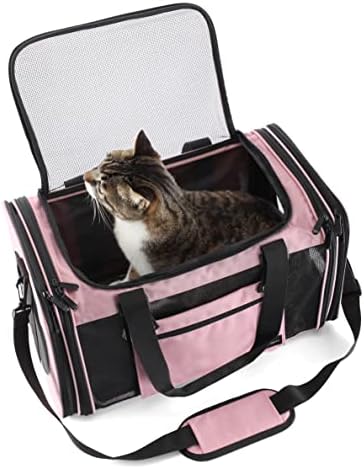Soft-Sided Pet Carrier for Cats Small Dogs of 15 Lbs Medium Pink - Image 2