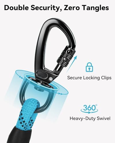 Joytale Long Dog Leash for Yard Tie Out & Recall Training, Blue, 50FT - Image 5
