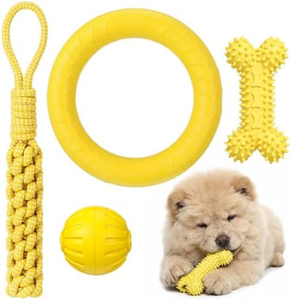 4 Pack Dog Chew Toys Cute Yellow Pet Interactive Toys Doggy Teeth Soft Outdoor for Dog Owner Christmas Holiday New Year Party Gift by Unknown