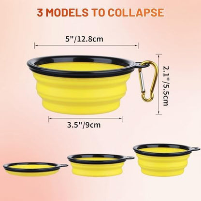 Dog Bowl Pet Collapsible Bowls, 2 Pack Collapsible Dog Water Bowls for Cats Dogs, Portable Pet Feeding Watering Dish for Walking Parking Traveling with 2 Carabiners (Small, Orange+Yellow) - Image 4