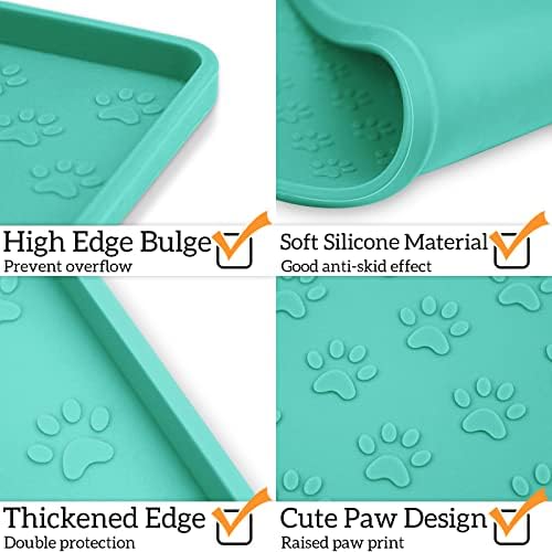 Ptlom Pet Placemat for Dog and Cat, Mat for Prevent Food and Water Overflow, Suitable for Small, Medium and Big Pet 18" 12", Light Green - Image 4
