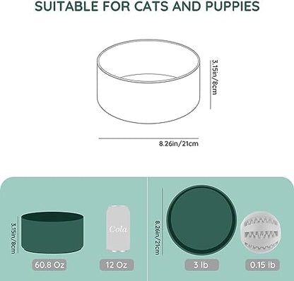 SPUNKYJUNKY 60OZ Ceramic Dog and Cat Bowl, Modern Cute Weighted Food Water Bowl for Replacement Green (1 Pack) - Image 2