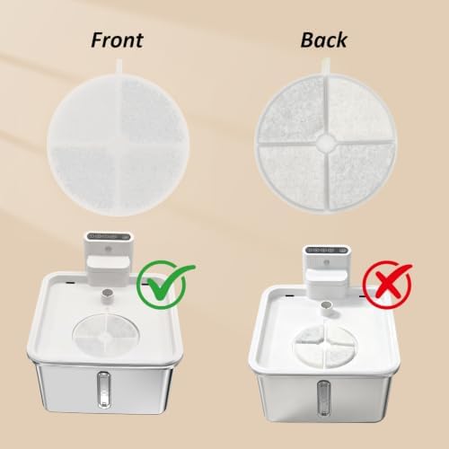 Cat Water Fountain Filter,8 Pack FS30PRO Cat Fountain Filter Replacement, 8 PCS Filters & 8 PCS Sponge Set for Stainless Steel Cat Dispenser - Image 4