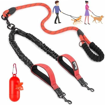 Lukovee Double Dog Leash, Reflective Heavy Duty Lead, No Tangle by Lukovee