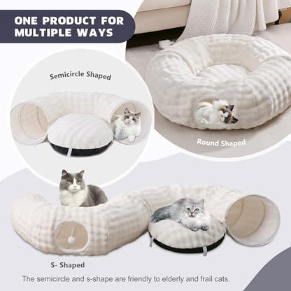 Bubble Round Cat Tunnel for Indoor Cats, Cream White - Image 2