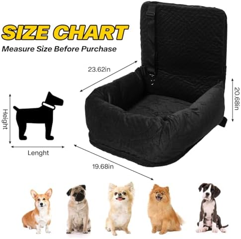 Dog Car Seat for Small Medium Dogs Pet Up to 40 lbs Black - Image 2