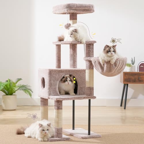 Heybly Cat Tree with Toy, 49.2 inch Cat Tower for Indoor Cats HCT200SMU - Image 6
