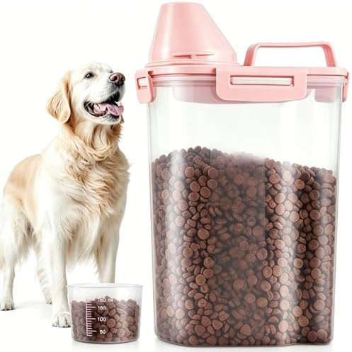 SenseYo Pet Food Storage Container Bin 2.5 lb Portable BPA Free Cat Dog Food Storage Container Dispenser with Measuring Cup and Seal Buckle for Small Animal Kibble Bird Seed Oatmeal Rice Flour by SenseYo