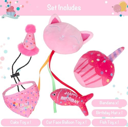 BINGPET Cat Birthday Decorations Outfit, 5 Pcs Catnip Toys for Indoor Cats - Image 5