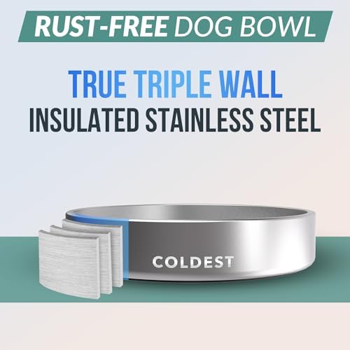 Coldest Dog Bowl - Anti Rust Metal, Non Slip, 3 Layers Insulated Stainless Steel Dog Bowls - Spill Proof & Heavy Duty - Water Bowl for Dogs, Cats, Dish Washer Safe (21 oz, Polished Stainless Steel) - Image 3