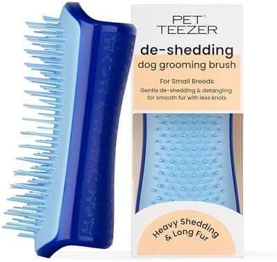 Pet Teezer De-Shedding Dog Brush for Short Hair Breeds, Small, Navy & Blue by PetTeezer