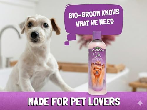 Bio-Groom Dog Shampoo and Conditioner Set - Whitening Shampoo for Dogs, Moisturizing Conditioner for Dry, Itchy, Sensitive Skin - Silk Creme Rinse & Brightening Shampoo, 12 Fl Oz Each (1 Set) - Image 4