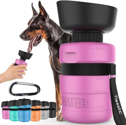 lesotc Dog Water Bottle, Portable Pet Dispenser with Water Bowl, Leak Proof Pet Travel Squeeze Bottle, Puppy Essentials Dog Stuff Accessories for Outdoor Walking, Hiking, Camping by lesotcbrand