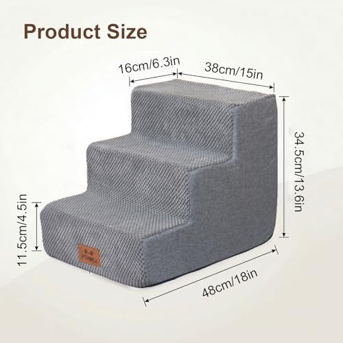 Dog Stairs for Small Dogs, 3-Step Pet Stairs for Couch, 2-Pack 13.6" - Image 2
