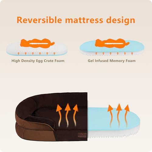 Dwanton Orthopedic Waterproof Large Dog Bed Sofa, Gel Memory Foam, 38" - Image 3