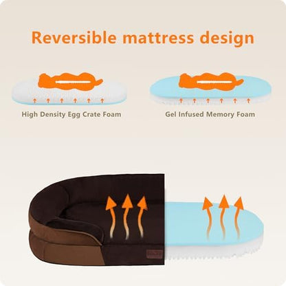 Dwanton Orthopedic Waterproof Large Dog Bed Sofa, Gel Memory Foam, 38" - Image 3