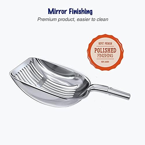 WePet Cat Litter Scoop, Aluminum Alloy Sifter, Kitty Metal Scooper, Deep Shovel, Long Handle, Poop Sifting, Kitten Pooper Lifter, Durable, Heavy Duty, for Litter Box - Image 2