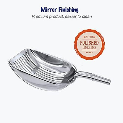 WePet Cat Litter Scoop, Aluminum Alloy Sifter, Kitty Metal Scooper, Deep Shovel, Long Handle, Poop Sifting, Kitten Pooper Lifter, Durable, Heavy Duty, for Litter Box - Image 2