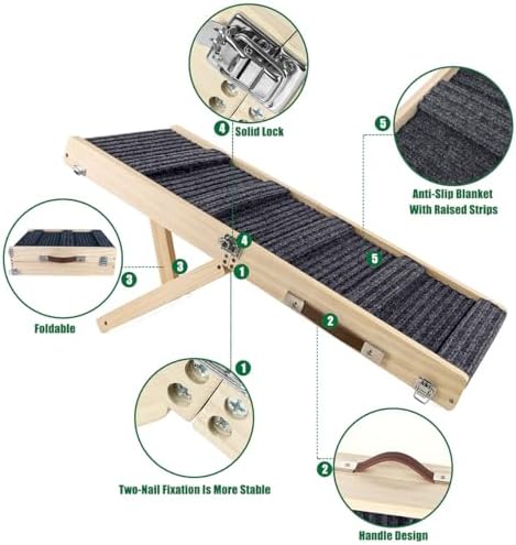 Okydoky Small Dog Ramp, Adjustable Portable Folding Wooden Ramp 32" Long - Image 3