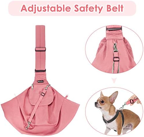 SlowTon Dog Carrier Sling - Thick Padded Shoulder Strap Adjustable, Peach M - Image 3