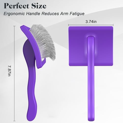 2PCS Slicker Brush for Dogs & Pet Comb,Professional Dog Grooming Brush (Goldendoodles,Poodles,Labradoodles) with Extra Long Pins to Effectively Remove Tangles, Knots and Mats (Purple, Large) - Image 6