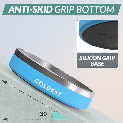 Coldest Dog Bowl - Anti Rust Metal, Non Slip, 3 Layers Insulated Stainless Steel Dog Bowls - Spill Proof & Heavy Duty - Water Bowl for Dogs, Cats & Pets, Dish Washer Safe (21 oz, Celestial Blue) - Image 2