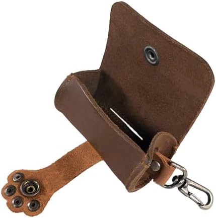 Taco Dog, Paw Poop Bag Pouch Handmade from Full Grain Leather - Convenient Carrier, Clips onto Leash, Dispenser, Easy Cleanup When Walking - Bourbon Brown - Image 4