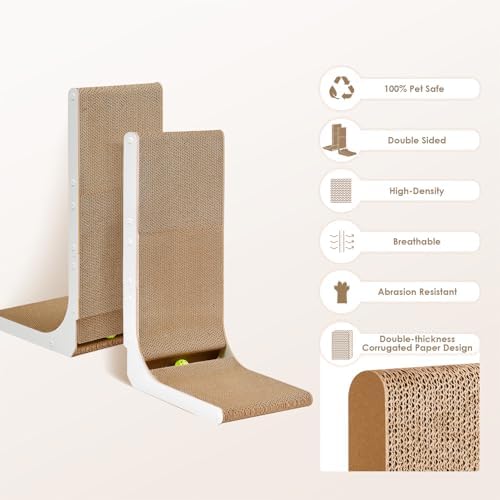 EHEYCIGA Cardboard Cat Scratcher for Indoor Cats, 26.8 Inch, White - Image 2