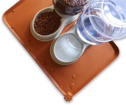 Hoki Found Large Silicone Non Slip Pet Feeding Mats - Waterproof Dog Cat Bowl Mats - Caramel - Image 5