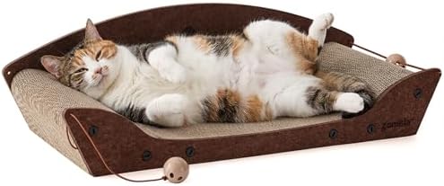 ZOMISIA 26'' Cardboard Cat Scratcher Bed - Large Scratcher Couch for Indoor Cats, Orthopedic Scratching Board, Lounger Scratching Couch with Bells by Zomisia
