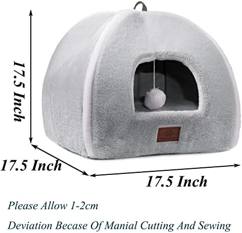 Cat Bed for Indoor Cats - Cat Cave Bed Cat House Cat Tent with Removable Washable Cushioned Pillow, Soft and Self Warming Kitten beds, Pet Bed（Large Grey） - Image 5