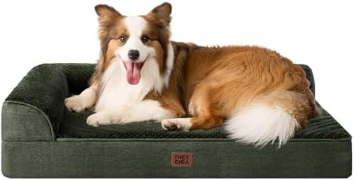 EHEYCIGA XL Dog Bed Memory Foam for Crate, Extra Large Dog Bed Orthopedic with Washable Removable Cover, Waterproof Pet Sofa Couch XLarge Size Dogs, 41x27x6.5, Dark Green by EHEYCIGA