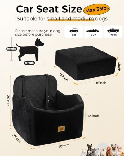Dog Car Seats for Small Dogs Up to 35 lbs,Machine Washable Dog Booster Seat - Image 2