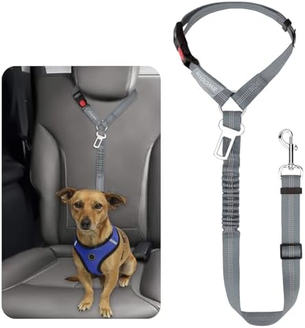 BWOGUE Dog Seat Belt for Car, Headrest Restraint Reflective Bungee, 1 Pack by BWOGUEPetHome
