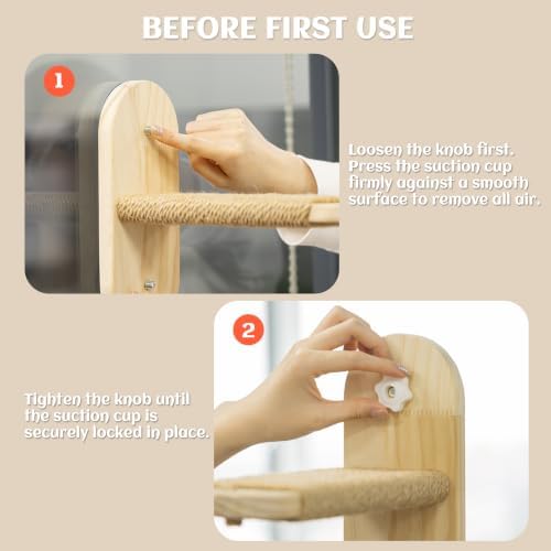 PETKARAY Large Cat Window Shelf, Upgraded Window Stairs for Indoor Cats, Sturdy Wooden Steps with Sisal Surface, Easy Access to Perch & Windowsill, 2 Packs - Image 7