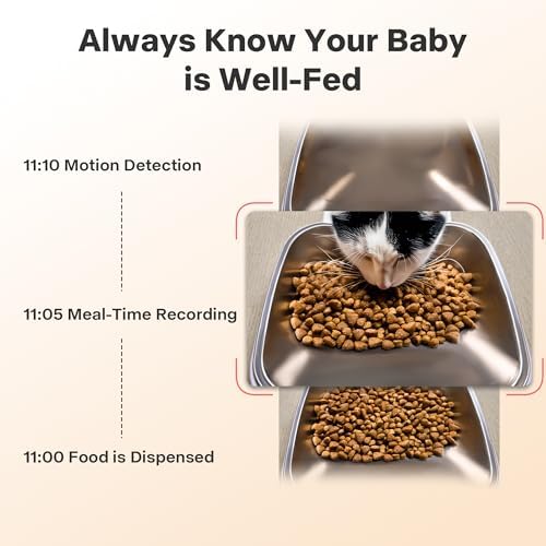 Automatic Cat Feeder with Camera - 5G WiFi Cat Food Dispenser with Night Vision, 7L Dog Feeder Automatic, 1-15 Meals, 1-99 Portions, 2-Way Audio, Jam Free, 10s Voice Recording, Timed Auto Pet Feeder - Image 6