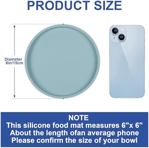 Arespark Pet Silicone Food Mat, 6in x 6in Set of 2 Nonslip Waterproof Feeding Bowl Mat with Raised Edges for Food and Water Prevent Spills, Round Eating Tray for Dog Cat Puppy Kitten (Light Blue) - Image 5