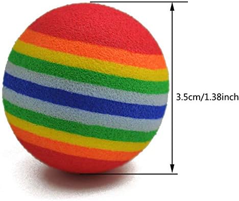VOVIGGOL 12 Pack Rainbow Cat Toy Balls Soft EVA Foam Interactive Indoor Kittens Favorite Toys 1.38" Dia. Small Dogs Puppies Toy Balls Bulk Activity Chase Quiet Play Sponge Ball - Image 2
