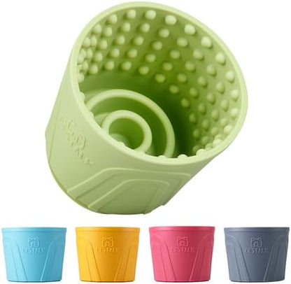 Dog Lick Bowl - Anxiety Relief Slow Feeder Lick Mat, Treat Dispenser, Non-Slip Enrichment Toy for Small, Medium and Large Breeds, BPA Free Silicone (Green, S) by BESTALK