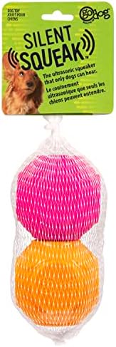 goDog 2-Pack Silent Squeak Ball Dog Toy Set, for Light to Moderate Chewers - Orange/Pink, 2-Pack - Image 5