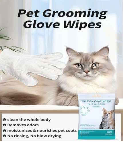 AQUASAFE Pet Glove Wipes - No-Rinse Dog Grooming Wipes & Cat Bath Gloves | Unscented Hypoallergenic Dog Wipes, [24] Ct - Image 4