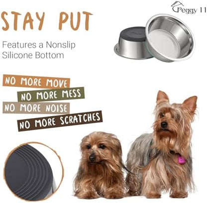 PEGGY11 Deep Stainless Steel Dog Bowls, 2 US Cup Each, 2-Pack - Image 3