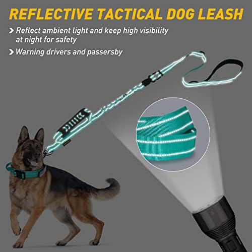 AUBELL Tactical Dog Leash Heavy Duty,4-6ft No Pull Bungee Leash,Teal - Image 4