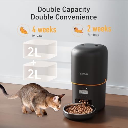 Automatic Cat Feeder, 4L Cat Food Dispenser with Anti-Jam Design, Over 180-day Battery Life, 1-6 Meals Per Day with Stainless Steel Cat Bowl, Keep Dry Food Fresh, Timed Pet Feeder Also for Small Dog - Image 2