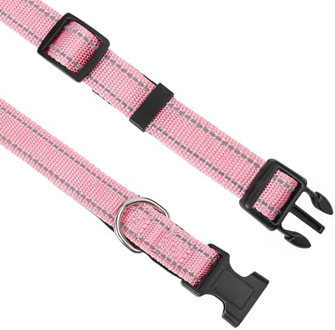 Reflective Dog Collar, Adjustable Soft Neoprene Padded,Light Pink,XS - Image 3
